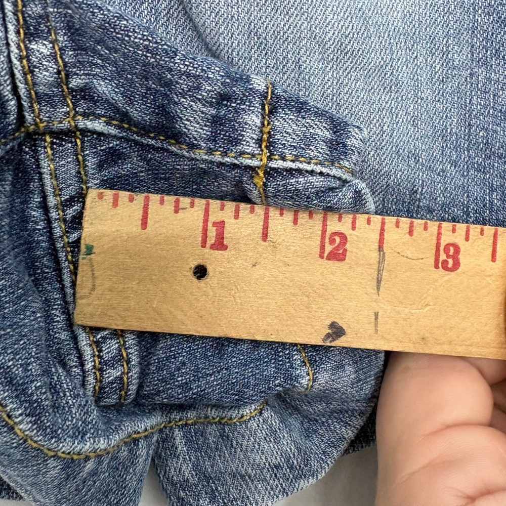 Vtg Y2K No Boundaries Juniors 7 Medium Wash Low Rise Denim Micro Mini Shorts - Picture 4 of 7